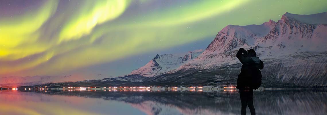 Aurore boréale au-dessu de Tromso