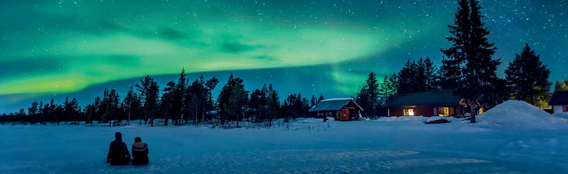 Observation des aurores boréales en Laponie - Suède